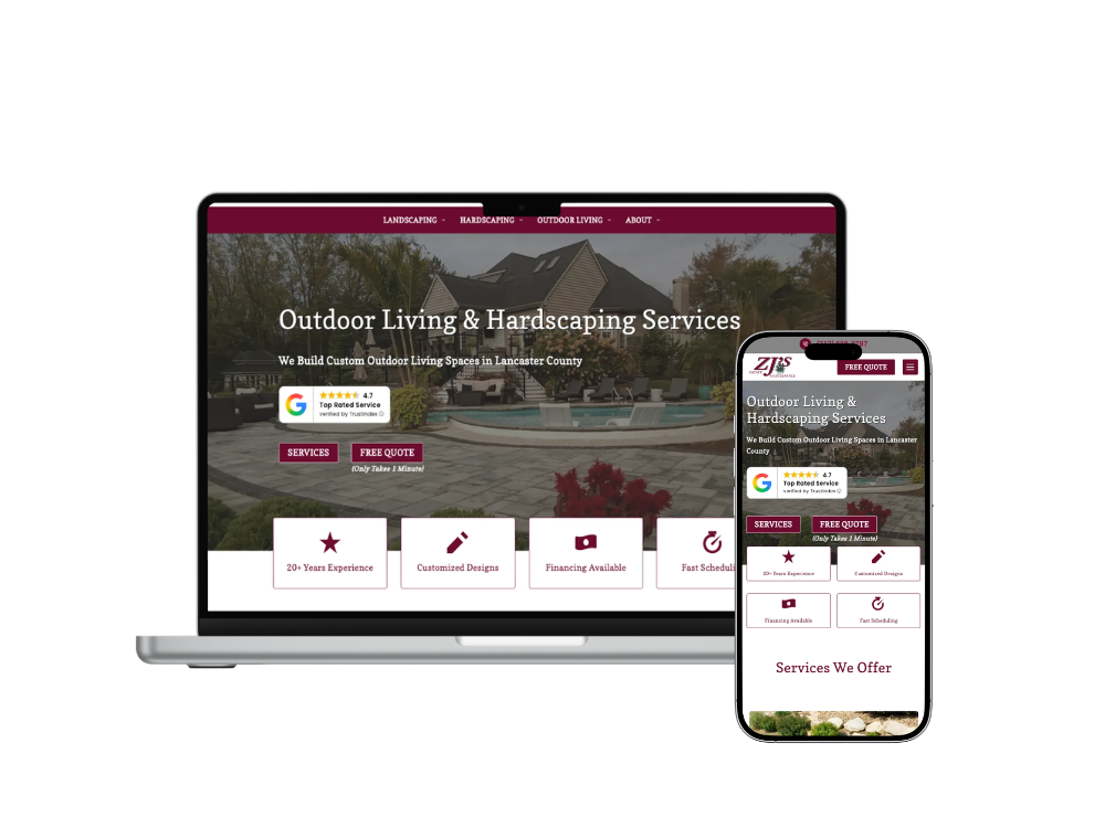 ZJ's Estate Maintenance website shown on laptop and phone